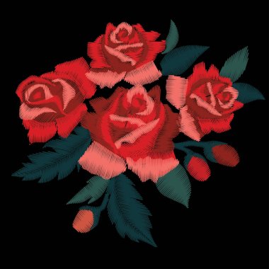 çiçek nakış, vektör, illüstrasyon