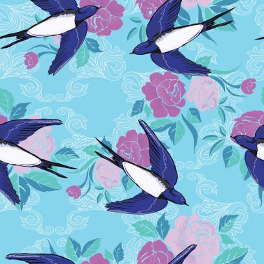 kuşlar vektör çizim yutar