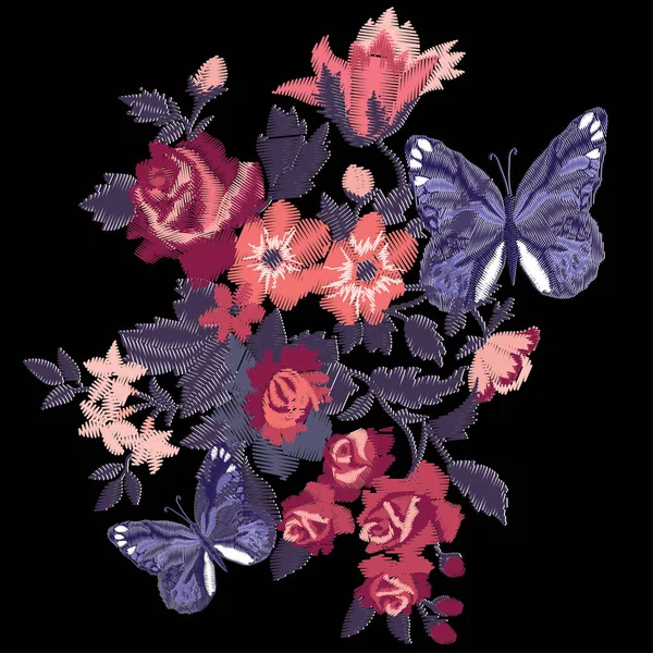 蝶の花, ベクトル, イラスト — ストックベクタ