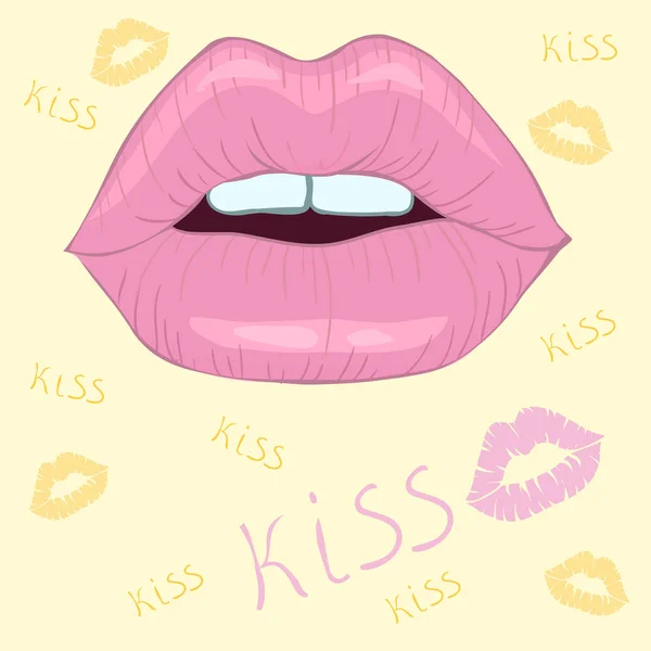 Lips, kiss, vector, illustration — Stock Vector