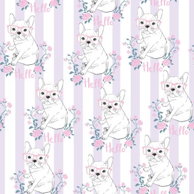 Bulldog, köpek, vektör, illüstrasyon