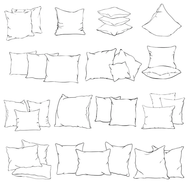Travesseiros esboço, vetor, ilustração —  Vetores de Stock
