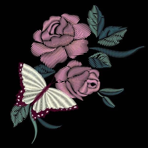 Kelebek Tasarım Giyim için. Nakış böcek vektörü. izole