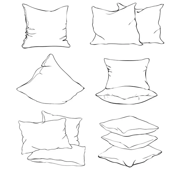 Pillows sketch, vector, illustration — Stock Vector