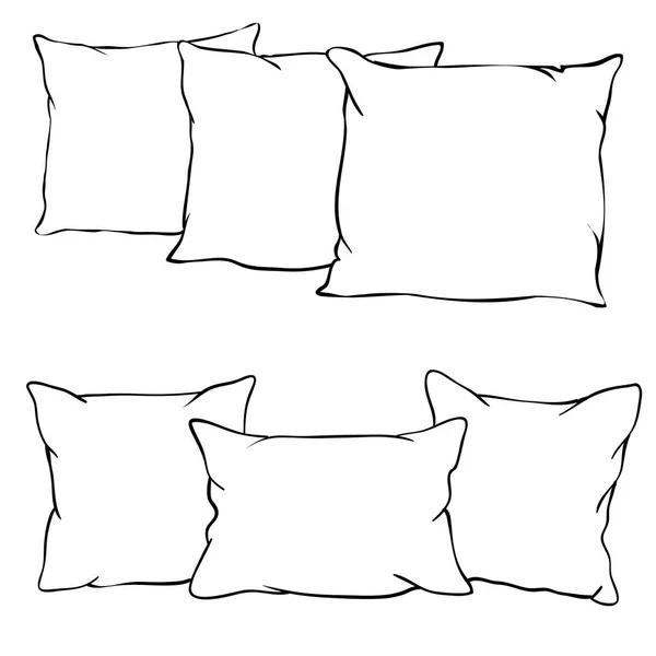 Boceto de almohadas, vector, ilustración — Vector de stock