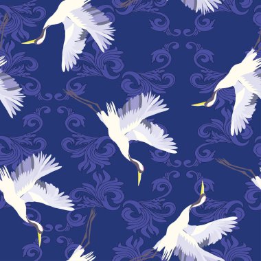 Vinç, kuşlar, vektör, illüstrasyon