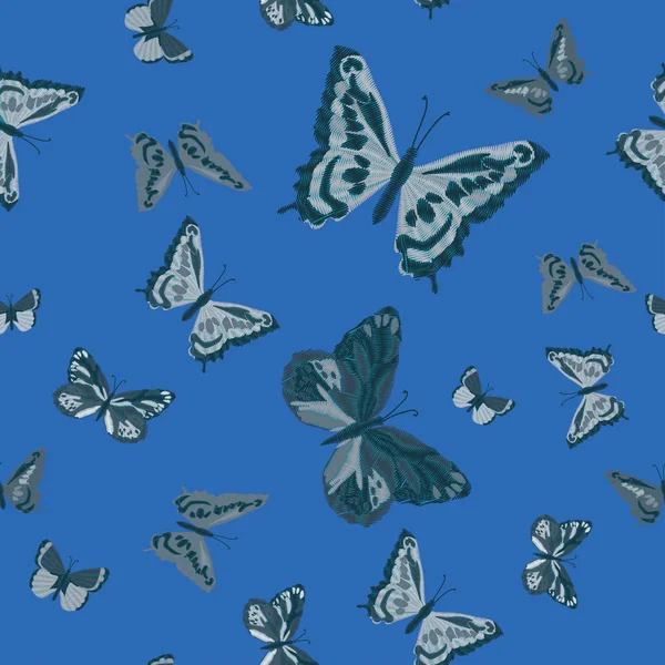 Motýl design pro oblečení. vyšívací hmyzím vektorem. izolovaný — Stockový vektor