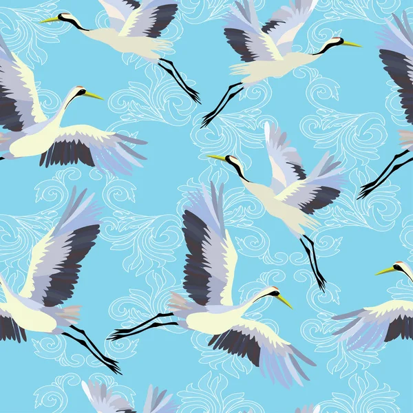 Crane, birds, vector, illustration — Stock Vector