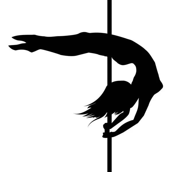 Poledance, deporte, danza, silueta, vector, ilustración — Vector de stock