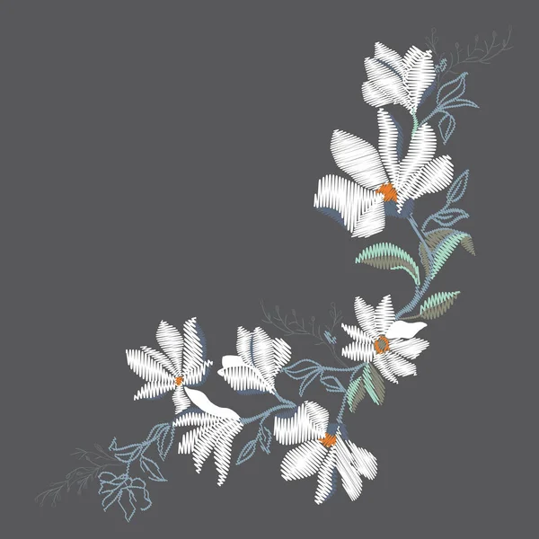 Blumen Stickerei, Vektor, Illustration, — Stockvektor