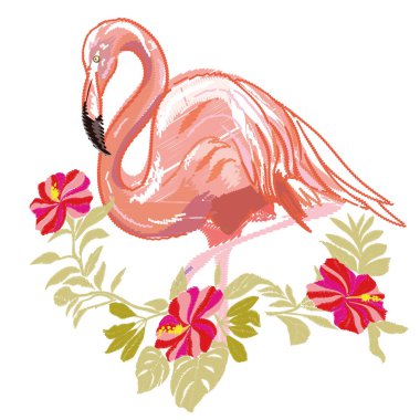 Nakış flamingo vektör