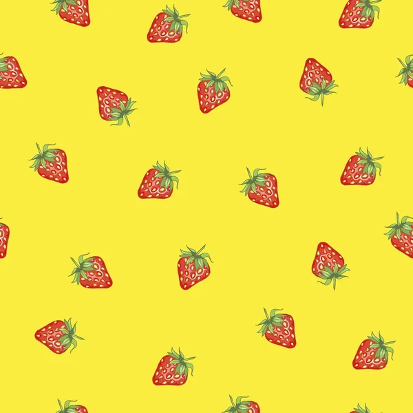 イチゴとのシームレスなパターン。夏のベクトルの背景 — ストックベクタ