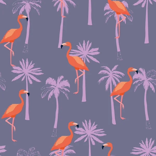 Piękny wektor wzór tropikalny tło z flamingo i hibiscus. Streszczenie tekstura, paski. Idealny do tła strony sieci web, tekstury powierzchni, Tapety, tekstylne. — Wektor stockowy