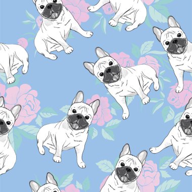 Beyaz arka plan üzerinde sevimli Fransız buldozer ile Seamless modeli. V