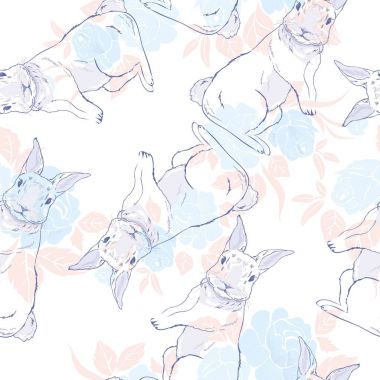 suluboya tavşan ile şirin seamless modeli. Paskalya tavşanları bir