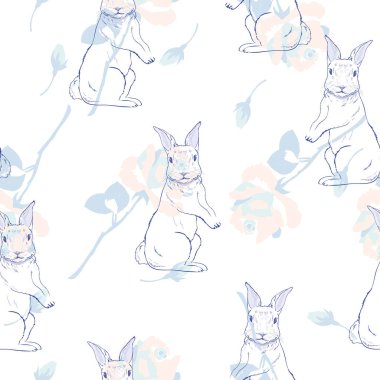 suluboya tavşan ile şirin seamless modeli. Paskalya tavşanları bir