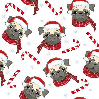 Pug dog. Kusursuz vektör deseni