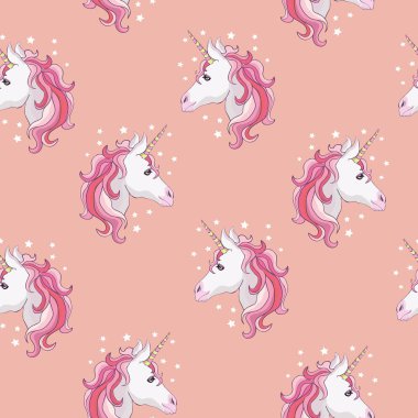 Tek boynuzlu at ve gökkuşağı seamless modeli üzerinde beyaz adam izole