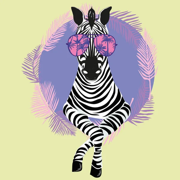 Güneş gözlüklü Cool Zebra illüstrasyon vektör