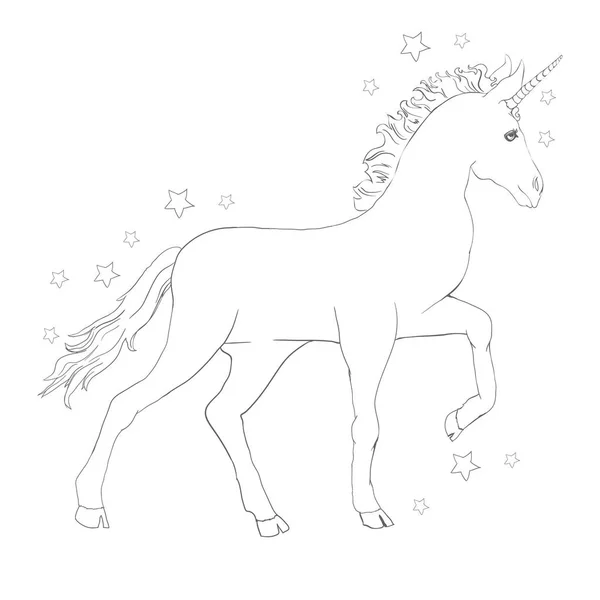 Icono vectorial unicornio aislado en blanco. Cabeza retrato caballo palo — Archivo Imágenes Vectoriales