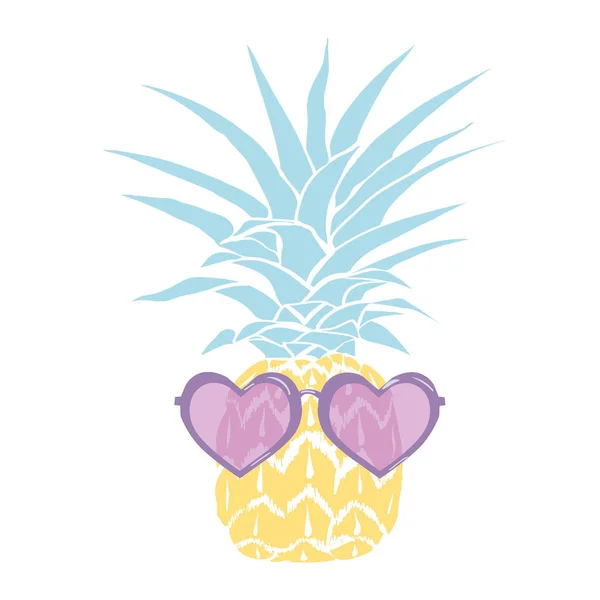Ananas z okulary tropikalnych, wektor, ilustracja, design, e — Wektor stockowy