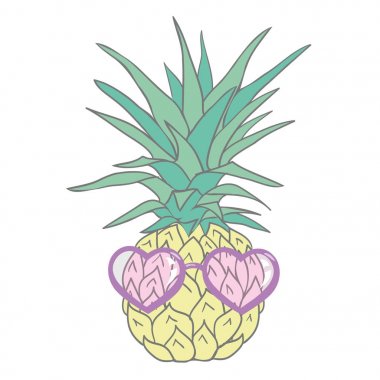 Ananas sunglases ve kulaklık ile. Yaz konsepti. Vektör 