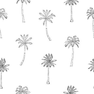 Sorunsuz tropik avuç içi desen. Vecto yaz sonsuz el çekilmiş