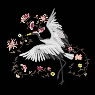 Nakış. İşlemeli tasarım öğesi - kuş - vinç - vinta