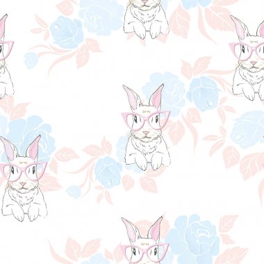 Sevimli tavşan kız bebek ile Seamless Modeli