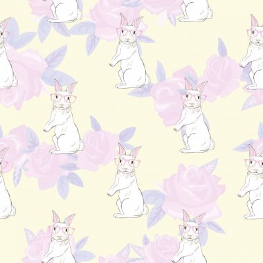 Sevimli tavşan kız bebek ile Seamless Modeli