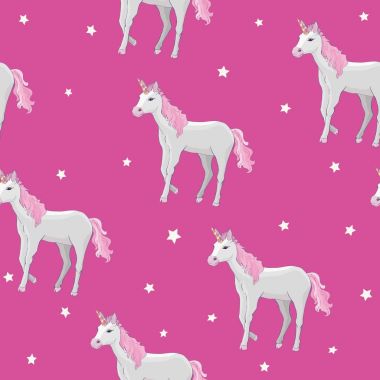 Tek boynuzlu at ve gökkuşağı seamless modeli üzerinde beyaz adam izole