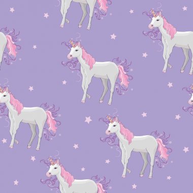 Tek boynuzlu at ve gökkuşağı seamless modeli üzerinde beyaz adam izole