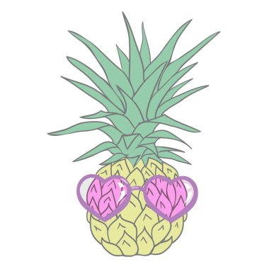 Ananas sunglases ve kulaklık ile. Yaz konsepti. Vektör 
