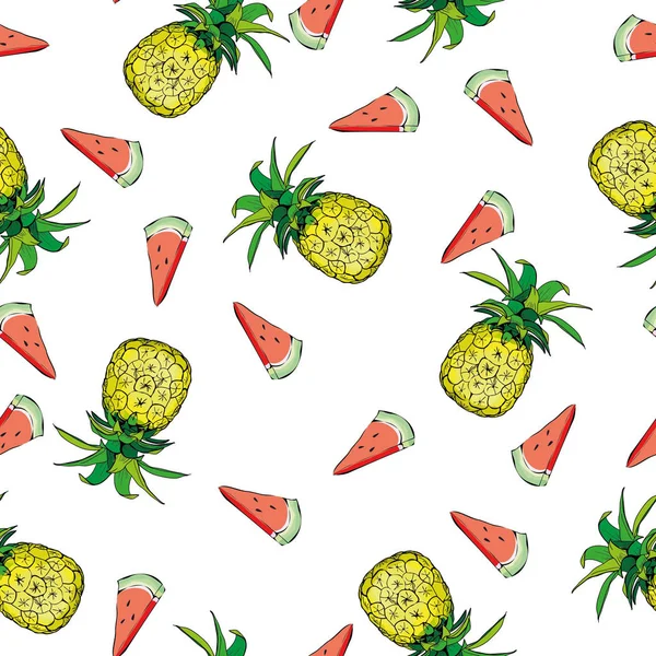 Modèle sans couture vectoriel avec ananas — Image vectorielle
