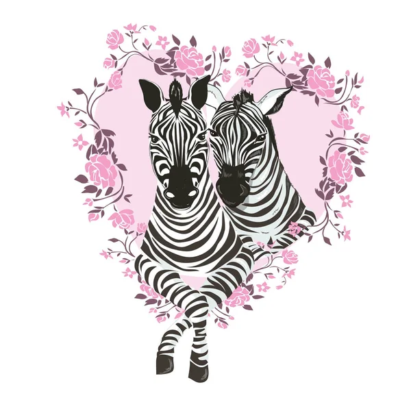 Schattig zebra ik hou van jou forever kaart — Stockvector