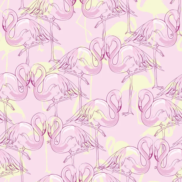 Dikişsiz flamingo desen vektör çizim