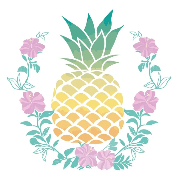 Ananas sunglases ve kulaklık ile. Yaz konsepti. Vektör 