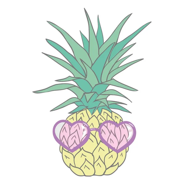 Ananas sunglases ve kulaklık ile. Yaz konsepti. Vektör 