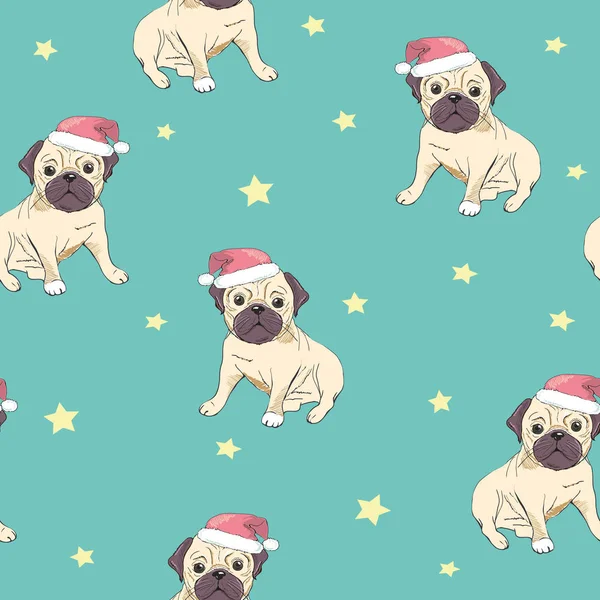 Komik karikatür görüntü ile Seamless Modeli pugs kukla üzerinde bir