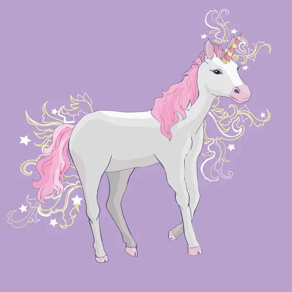 Icono vectorial unicornio aislado en blanco. Cabeza retrato caballo palo — Vector de stock