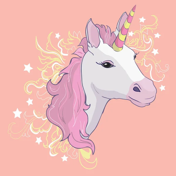 Tek boynuzlu at vektör simgesi üzerinde beyaz izole. Kafa portre at sopa