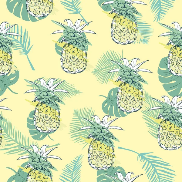 Ananaslı, pürüzsüz desen. Vektör illüstrasyonu.