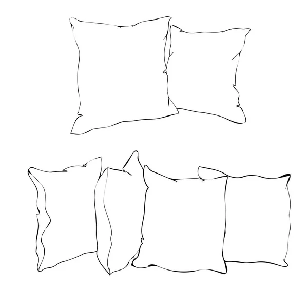 Sketch vector illustration of pillow, art, pillow isolated, whit — Stock Vector