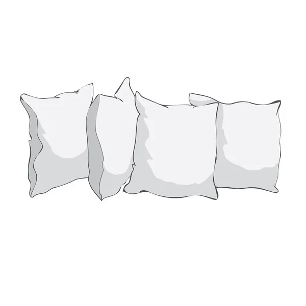 Sketch Vector Illustration Pillow Art Pillow Isolated White Pillow Bed — Stock Vector