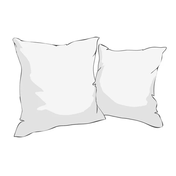 Sketch vector illustration of pillow, art, pillow isolated, whit — Stock Vector