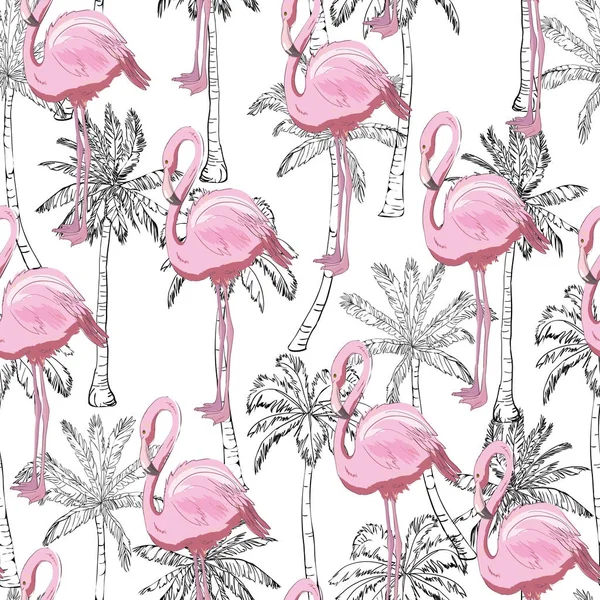 Modèle sans couture Flamingo sur fond vert menthe. Flamme rose — Image vectorielle