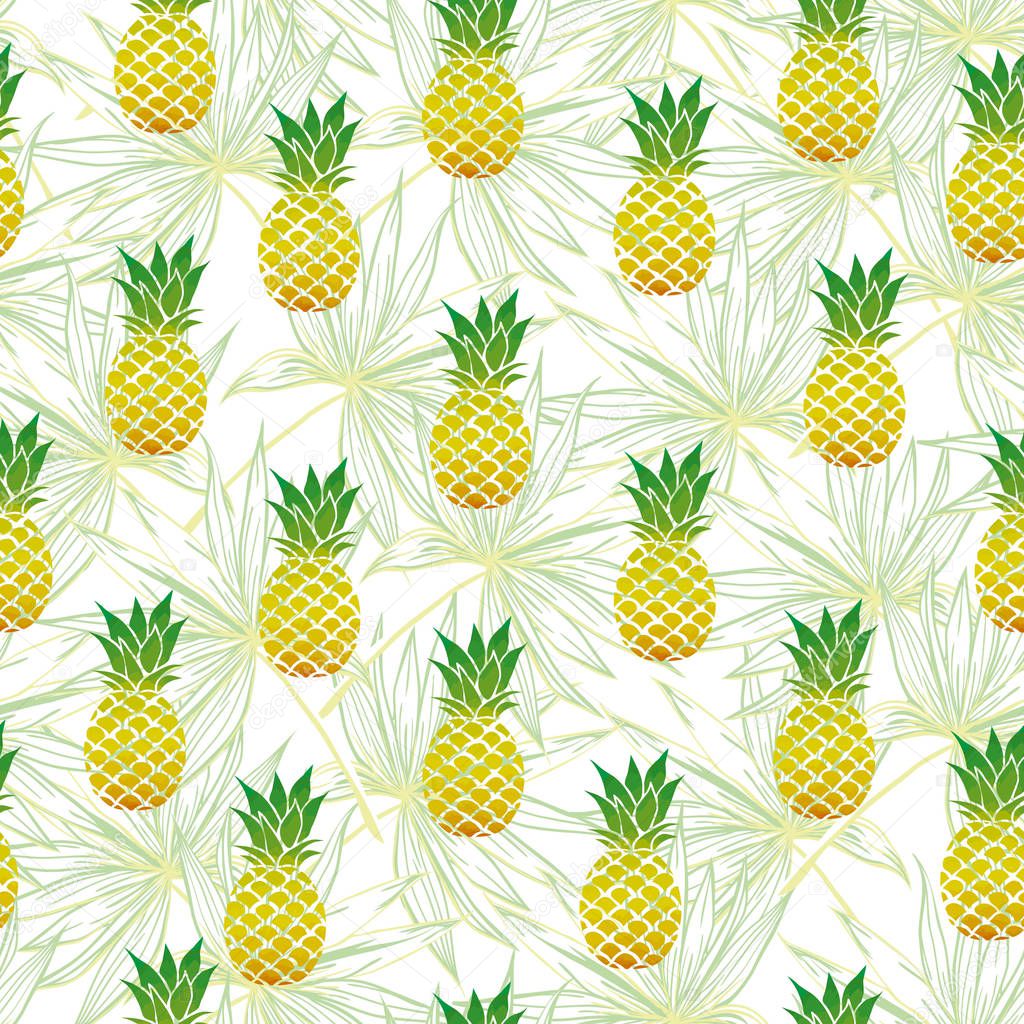 Vector Seamless Pattern with Pineapples