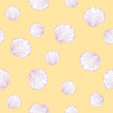 Vektör seamless modeli el ile Midye kabukları çizilmiş. Durağındayım