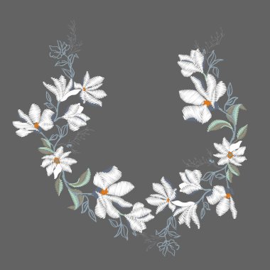 Manolya nakış, vektör, illüstrasyon