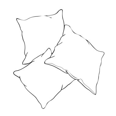 yastık, sanat, izole yastık, whit sketch vektör çizim